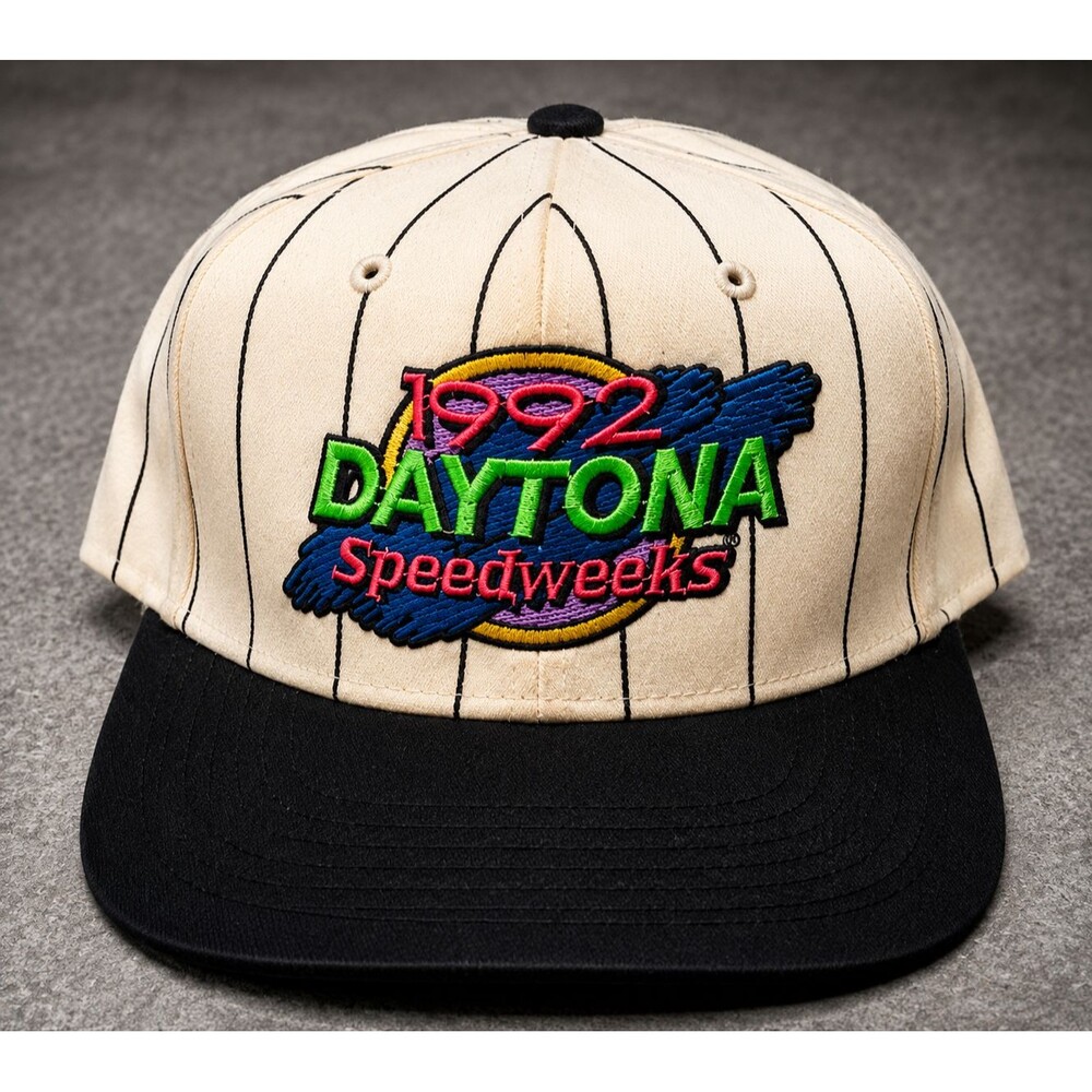 Vintage 1992 Daytona Speedweeks Hat NASCAR Racing Snapback Pinstripe Cap